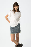 Mimo Front Appilque T-Shirt - Star White