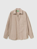 Cotton Stripe Shirt - Brown & Cream
