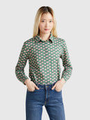 Print Shirt - Green/pink Dandelion