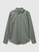 Print Shirt - Green/pink Dandelion