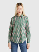Print Shirt - Green/pink Dandelion