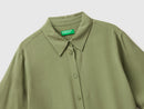 Flowy 3/4 Sleeve Shirt - Olive Green