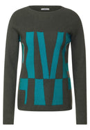 Wording Color Block T-Shirt - Dynamic Khaki