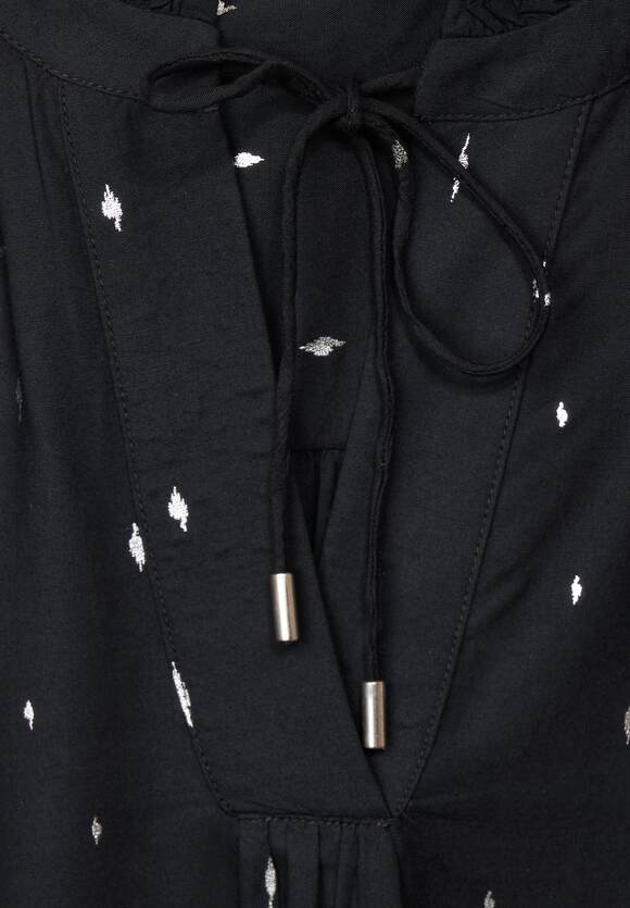 One Frill Tunic Blouse - Black