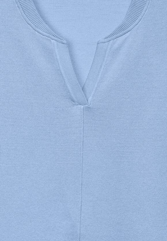 Split Neck Sleeveless Jumper - Soft Light Blue