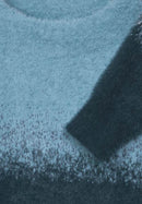 Striped Feather Yarn Turtle Neck - Petrol Blue