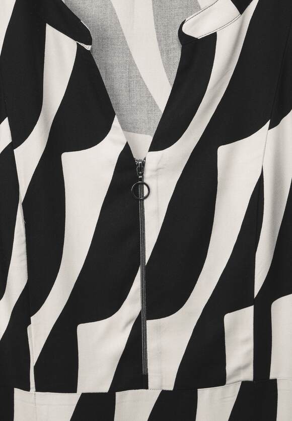 AOP Zip Midi Dress - Black