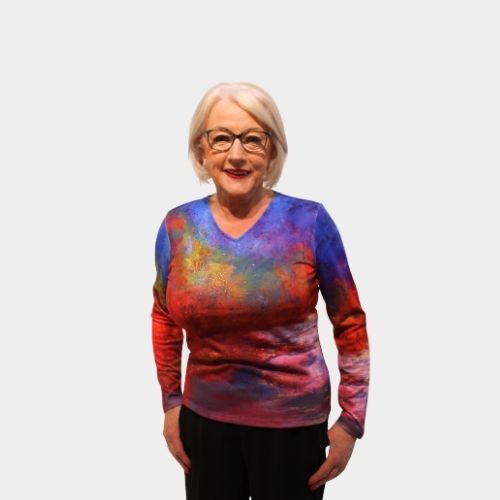 Abstract V Neck Jumper - Print