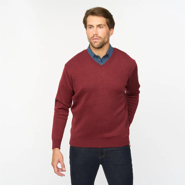 Plain V Neck Jumper - Mulberry
