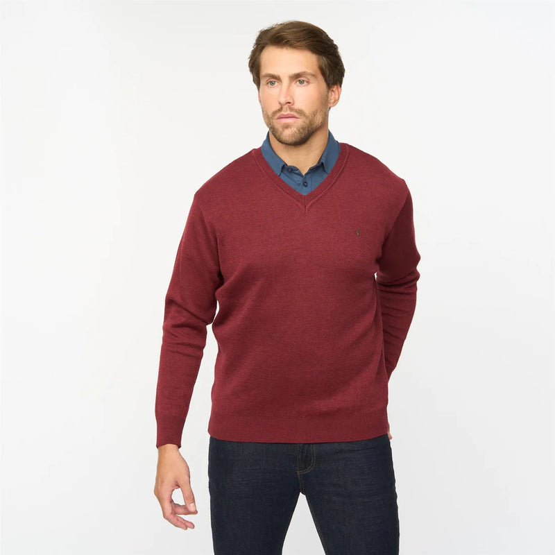 Plain V Neck Jumper - Mulberry