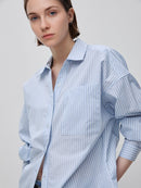 Cotton Stripe Shirt - Blue & Ecru
