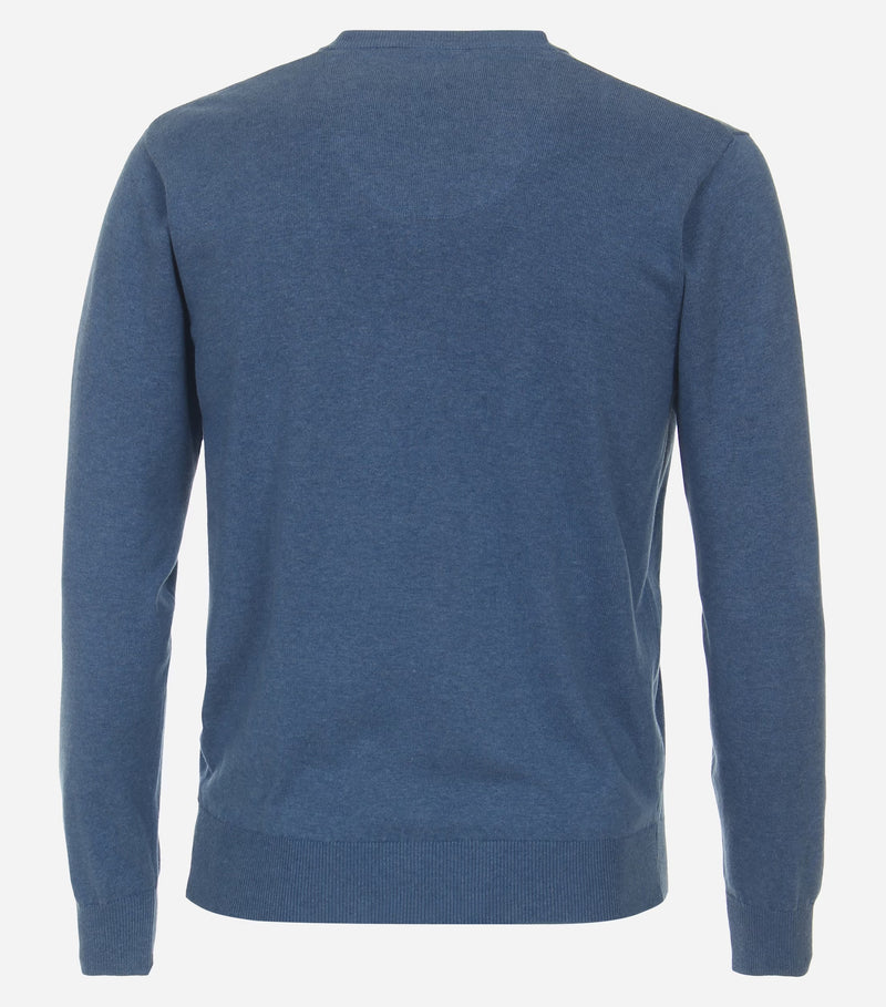 Plain V Neck Jumper - Blue 121