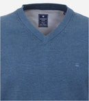 Plain V Neck Jumper - Blue 121