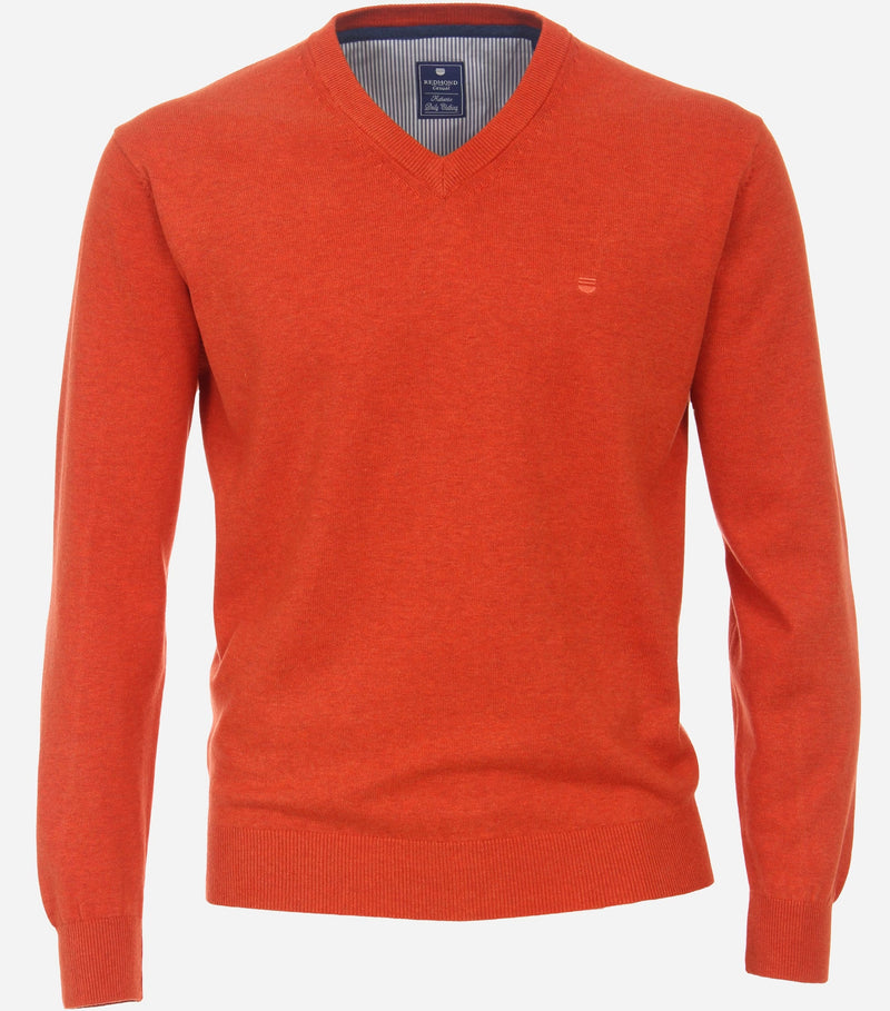 Plain V Neck Jumper - Orange