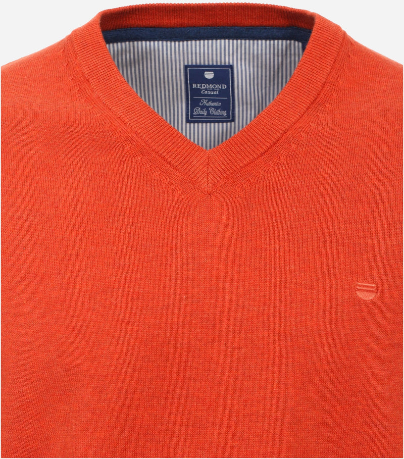 Plain V Neck Jumper - Orange