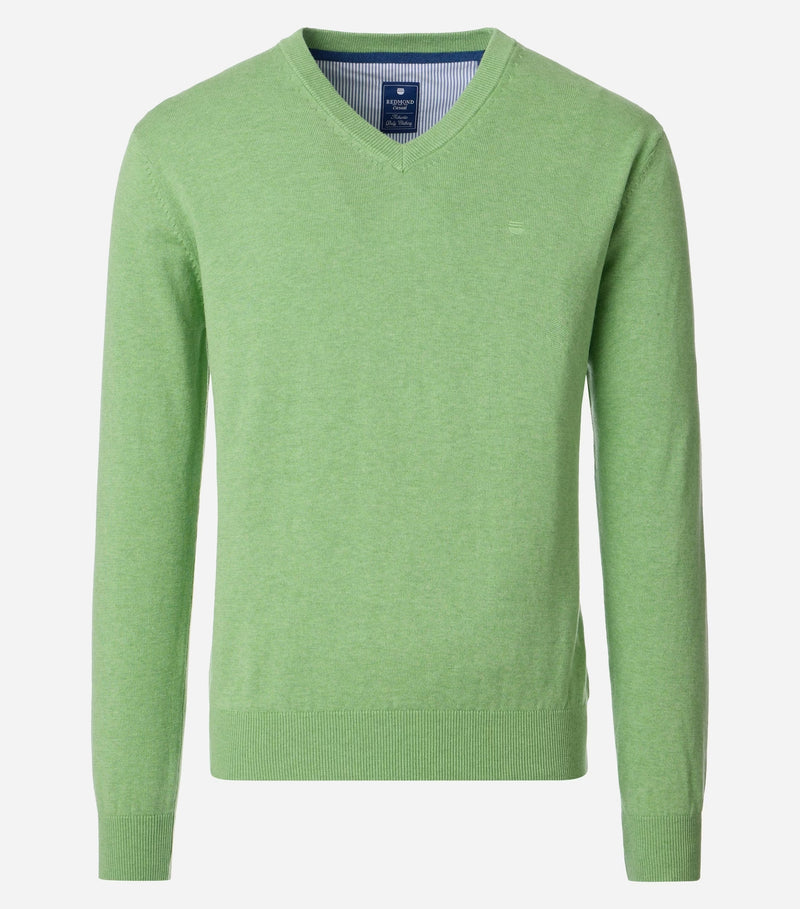 Plain V Neck Jumper - Green
