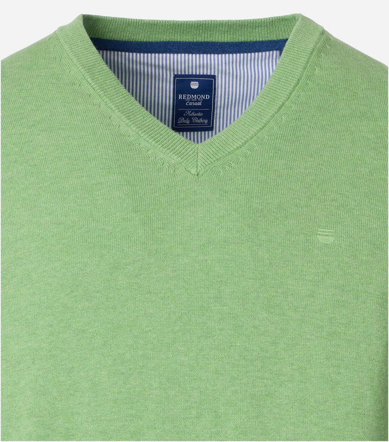 Plain V Neck Jumper - Green