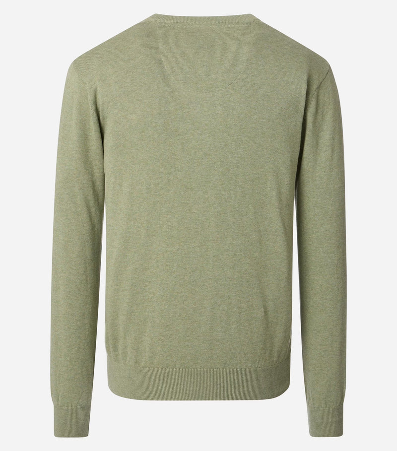 Plain V Neck Jumper - Green