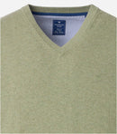 Plain V Neck Jumper - Green
