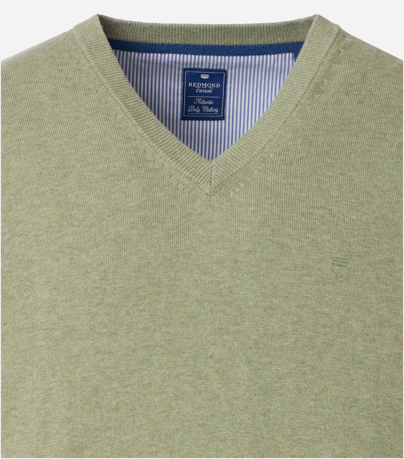 Plain V Neck Jumper - Green