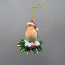 Robin on Holly With Snow