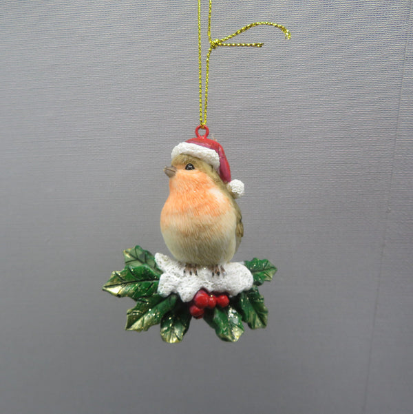 Robin on Holly With Snow