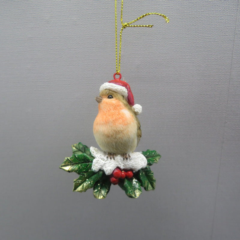 Robin on Holly With Snow