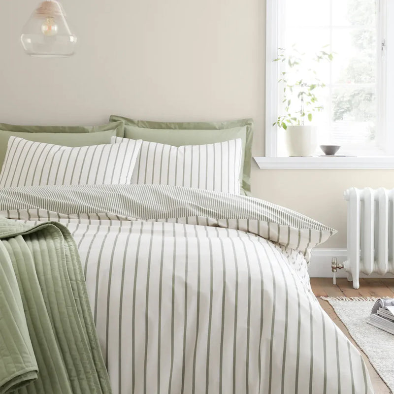 Hampton Stripe Duvet Cover Set - Green