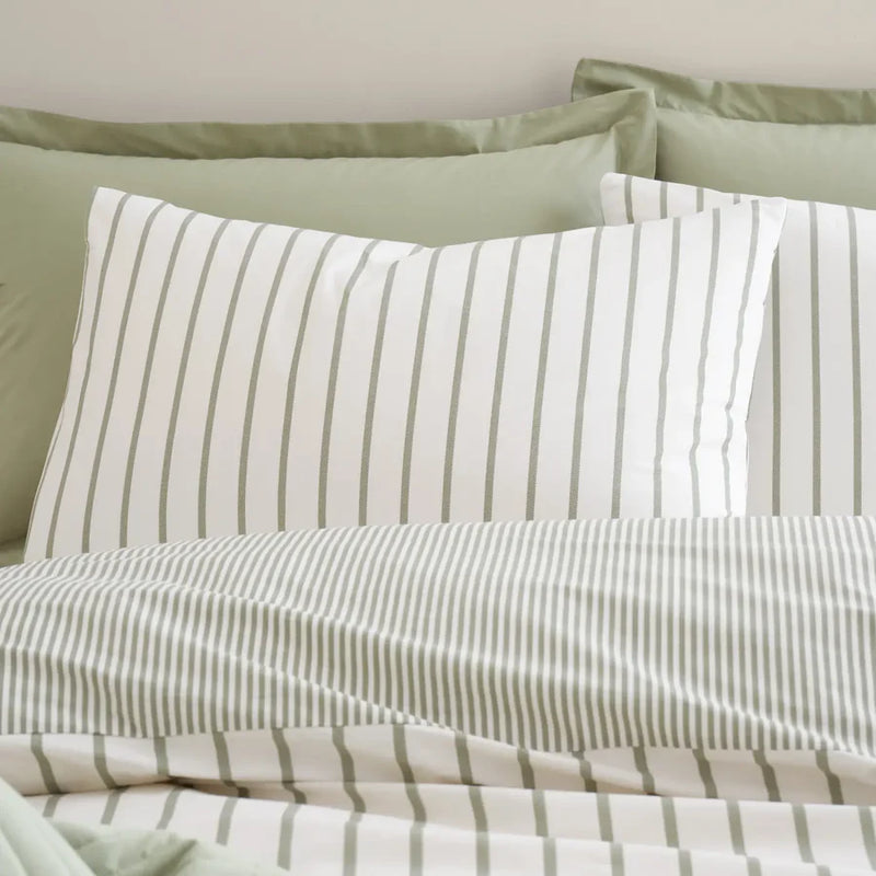 Hampton Stripe Duvet Cover Set - Green