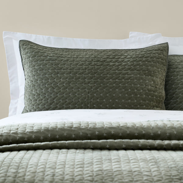Attica Velvet Pillow Sham Pair - Olive Green