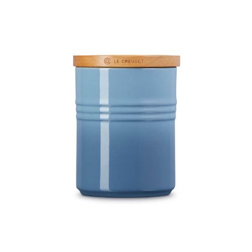 Medium Storage Jar with Wooden Lid - Chambray