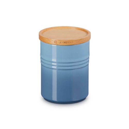 Medium Storage Jar with Wooden Lid - Chambray