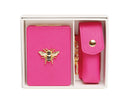 Mirror & Lipstick Holder Set - Hot Pink