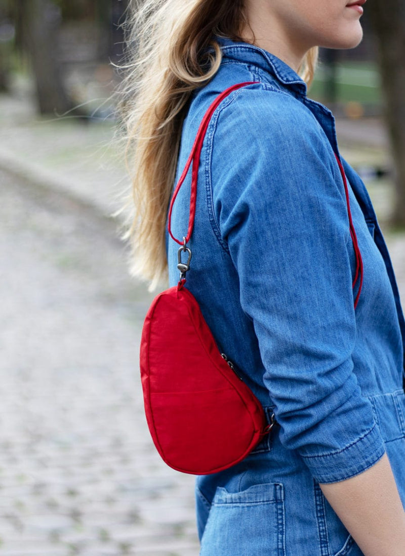 Textured Nylon Small Baglett Crimson