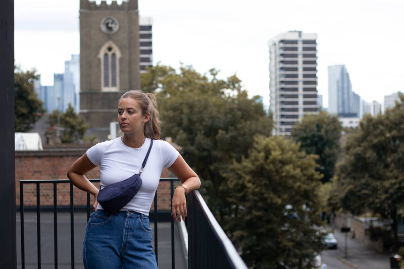 Textured Nylon Mini Baglett - Blue Night