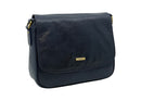 Triple Zip Top Shoulder Handbag - Navy