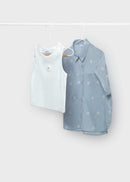2 Piece Blouse - Sky Blue