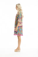 Pink/green tassel dress/tunic - Green/pink