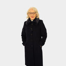 Fur Detail Coat - Navy