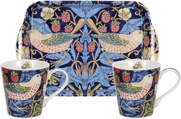 Strawberry Thief Mug & Tray Set - Blue