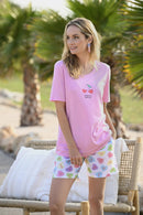 Heart Motif Shorty Pyjama - Candy