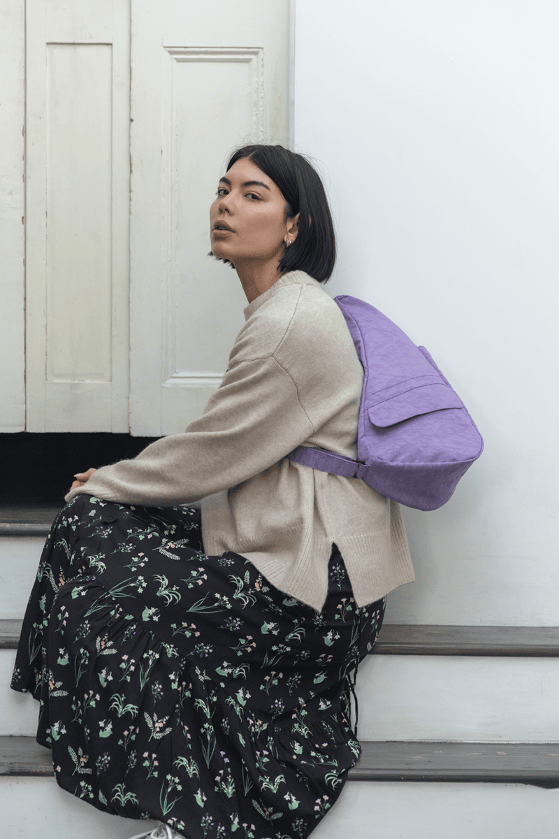 Small Textured Nylon Bag - Lilac