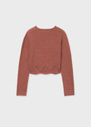 Knit Cardigan With Ribbon Tie - Clay