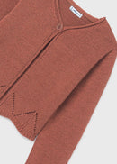 Knit Cardigan With Ribbon Tie - Clay