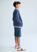 Striped Bomber Jacket - Ocean