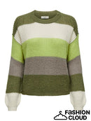 Badut Stripe Round Neck Jumper - Winter Moss