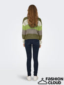 Badut Stripe Round Neck Jumper - Winter Moss