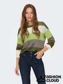 Badut Stripe Round Neck Jumper - Winter Moss