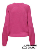 Grace Pearl Round Neck Jumper - Fuchsia Fedora Melange