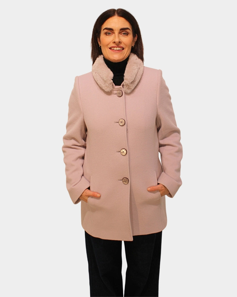 High Collar Coat - Mushroom
